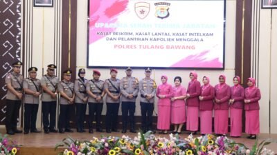 Polres Tulang Bawang Gelar Sertijab Empat Jabatan Kata Intel, Reskrim, Lantas Dan Kapolsek Menggala, Kapolres Tegaskan Loyalitas dan Profesionalisme